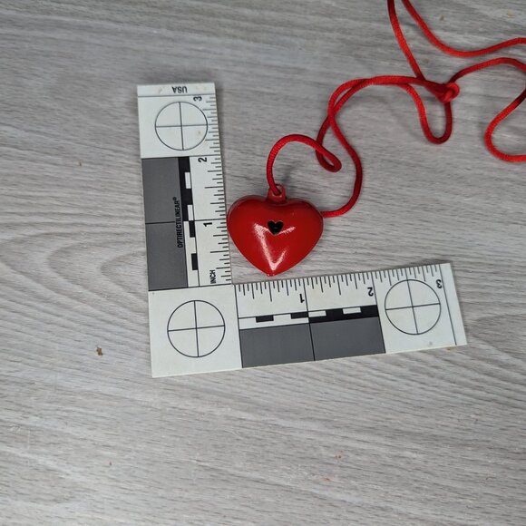 Valentine's Day Heart Bell Necklace & 2 Pairs of Red Heart Bell Earrings - Picture 7 of 7